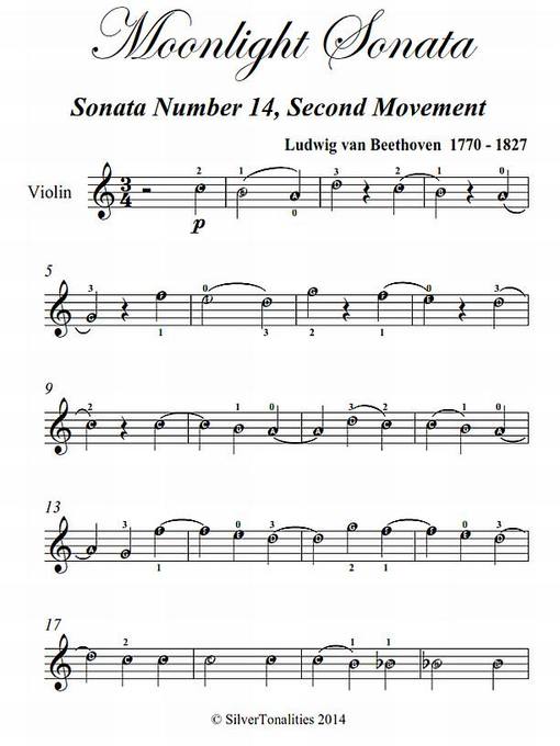 Title details for Moonlight Sonata Second Movement Easy Violin Sheet Music by Ludwig van Beethoven - Wait list